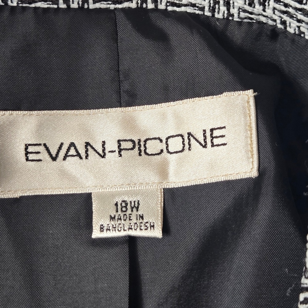 Evan-Picone Blazer Jacket Womens 18W Black White Basketweave Flare Sleeve - Picture 3 of 10